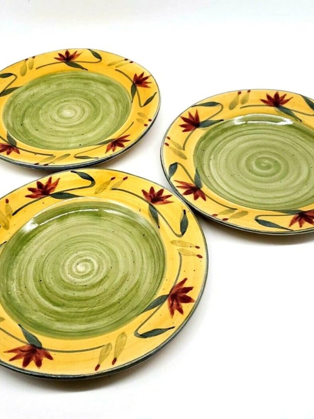Pier 1 Hand Painted (Elizabeth) Salad Plates 8.25" in. Lot of 3